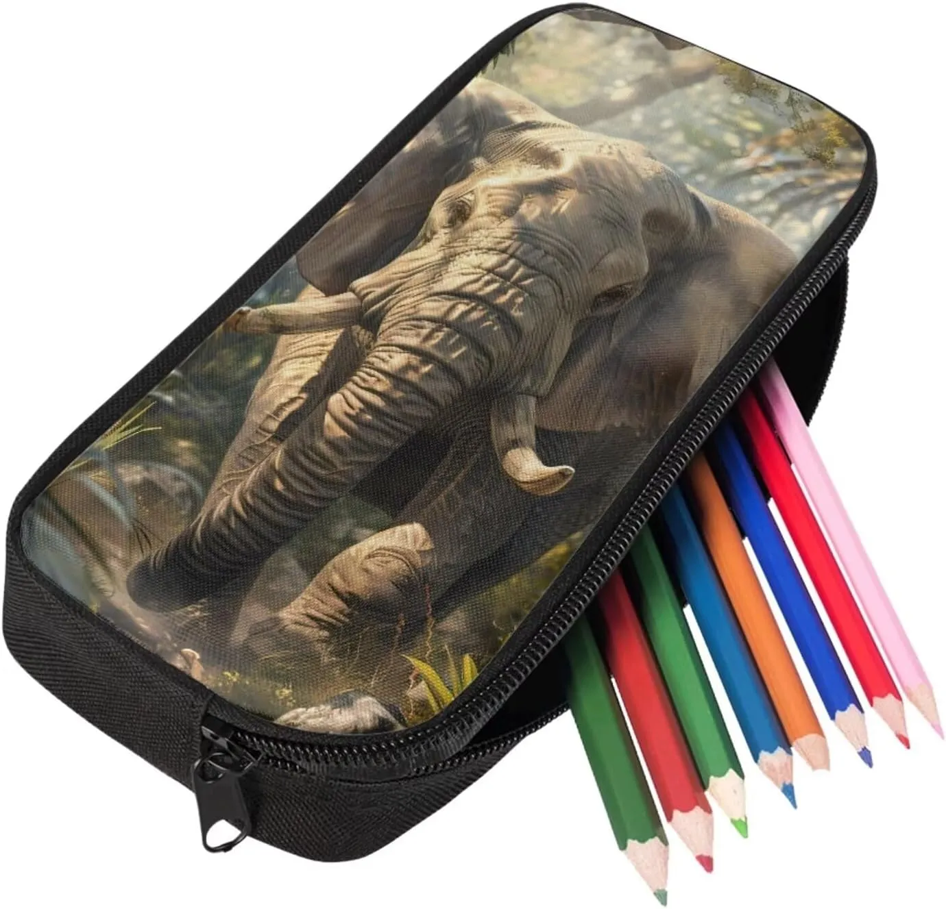 3d Cool Elephant Print Grils Bookbag With Lunch Box Dirt-resistant Lightweight School Backpack for Girls 8-16 Keep Warm Grease Proofing Lunch Bag for Kids Fit Middle School High School