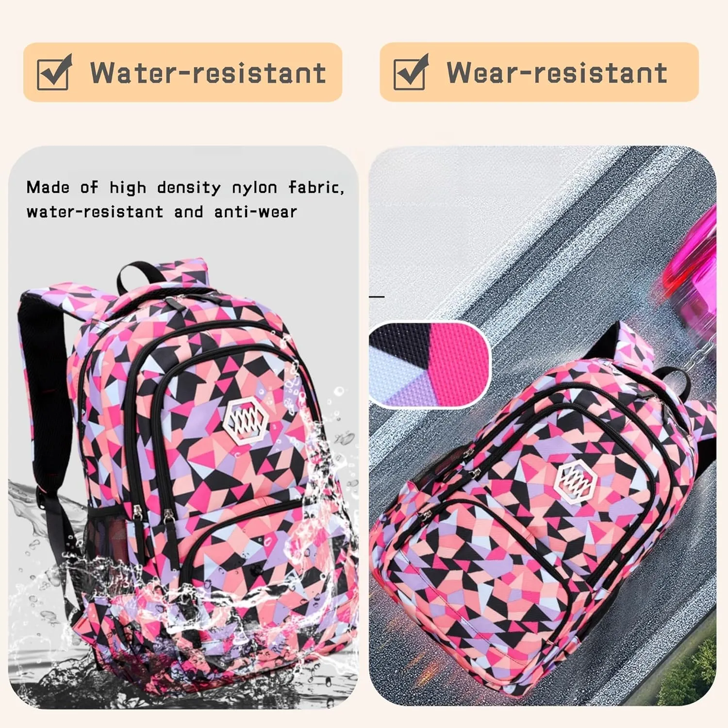 3Pcs Geometric Print Boys Backpack and Lunchbox Set for School Kids, Capacity School Backpack for Boys Elementary Middle School