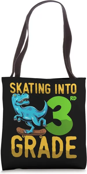 3rd Grade Dinosaur Skateboard Skating Into Third Grade Tote Bag