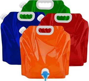 4 Pack Collapsible Water Jug Container, Collapsible Water Container Bag with Spigot, Outdoor Folding Water Bag for Sport Camping Riding Hiking