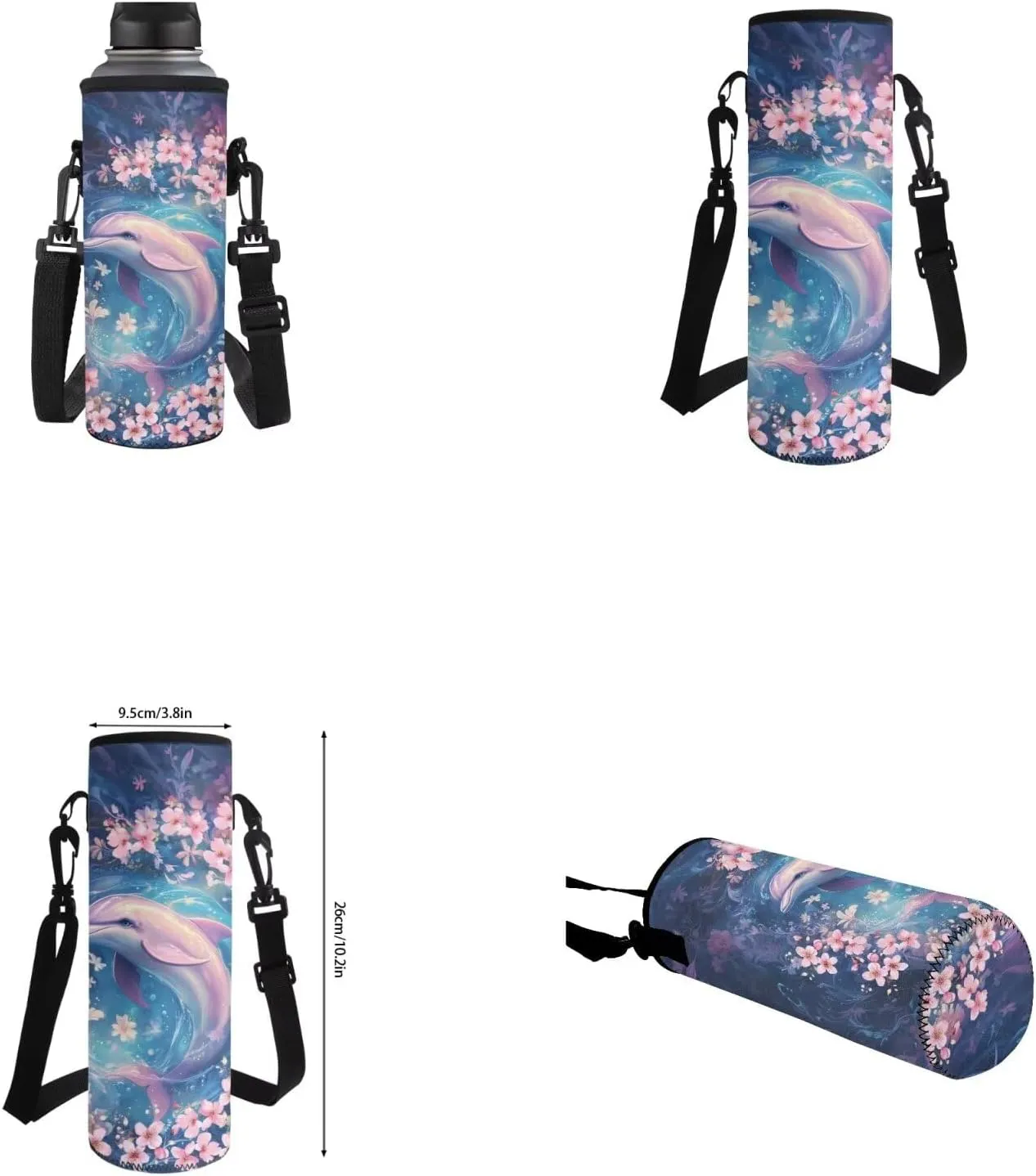 4 Pcs Backpack and Lunch Bag Set for Girls Pink Dolphin Backpack with Front Pocket Elementary Bookbag 6Th Grade Student Funny Back to School Gift with Pencil Case and Water Bottle Sleeve