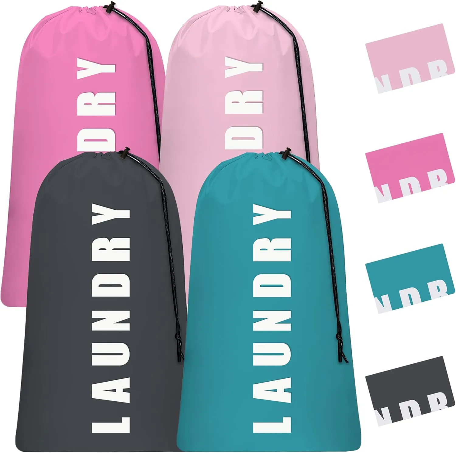 4 Piece Drawstring Travel Laundry Bag, Large Laundry Bag, Men's and Women's Dirty Laundry and Gym Bag, Waterproof Wetproof Travel Bag