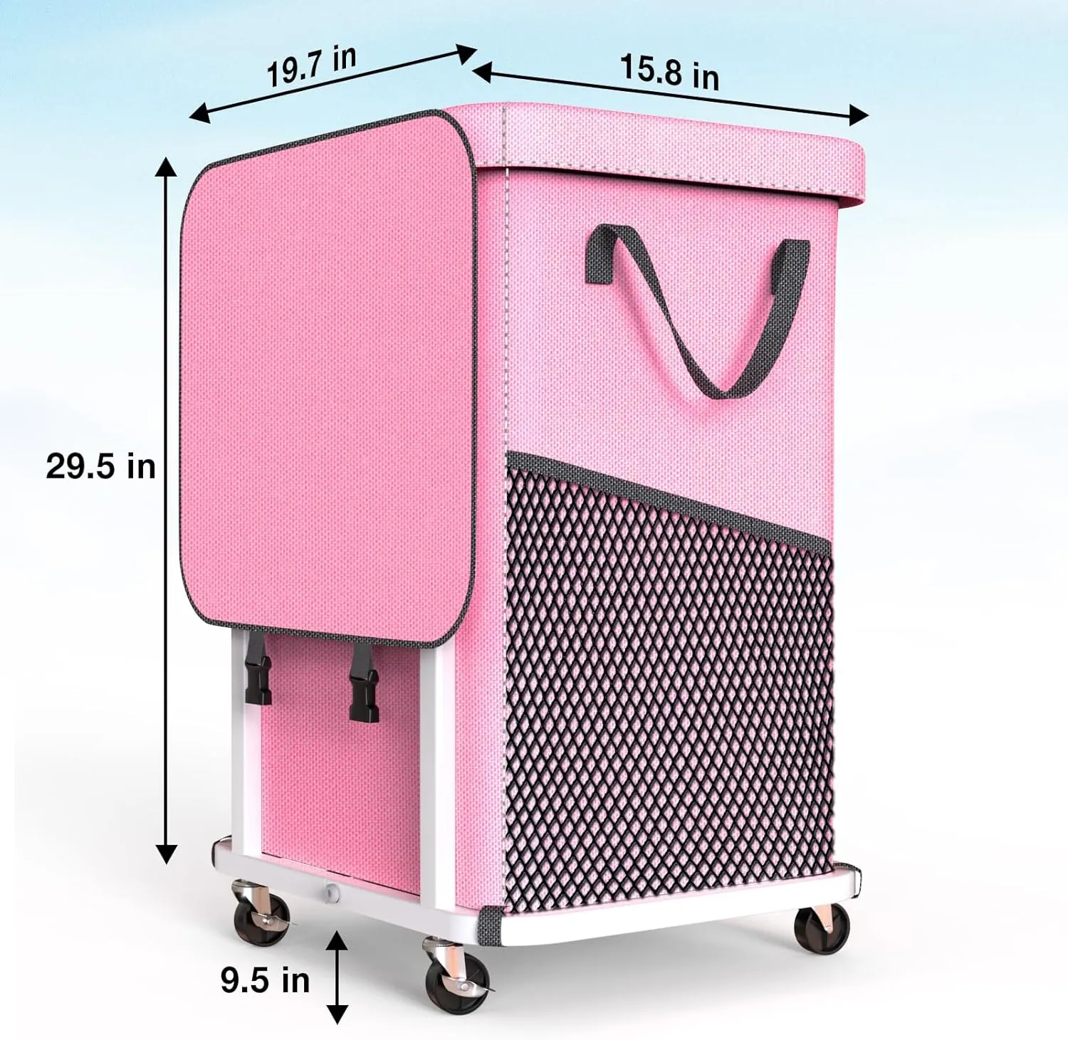 40 Gal(150L) High Grade Large Laundry Basket with Wheels, Rolling Laundry Hamper, Laundry Cart with Metal Frame and Removable Bag Design, Suitable for Laundry Room, Bedroom, Dorm Room (Pink, 150L)