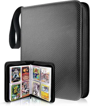 400 Pockets TONESPAC Card Binder Carrying Holder Compatible with Trading Cards Binder, Coupon Organizer Baseball Card Sleeves, Sports Cards (Stripe Black)