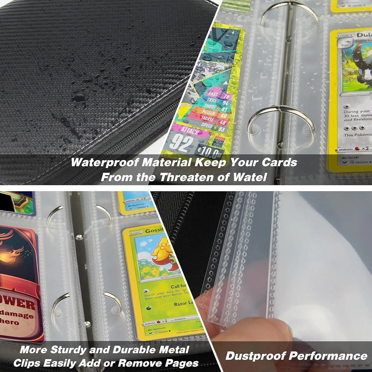 400 Pockets TONESPAC Card Binder Carrying Holder Compatible with Trading Cards Binder, Coupon Organizer Baseball Card Sleeves, Sports Cards (Stripe Black)