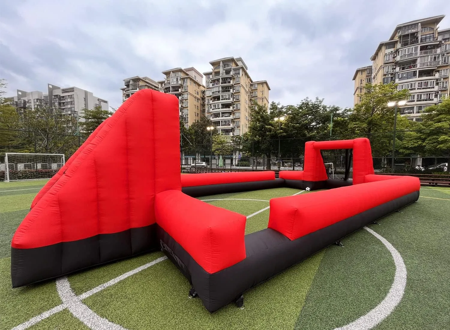 40ft x 20ft Outdoor Inflatable Soccer Field Inflatable Football & Soccer Pitch Court for School Playground/Family/Team Games(No Blower Included)