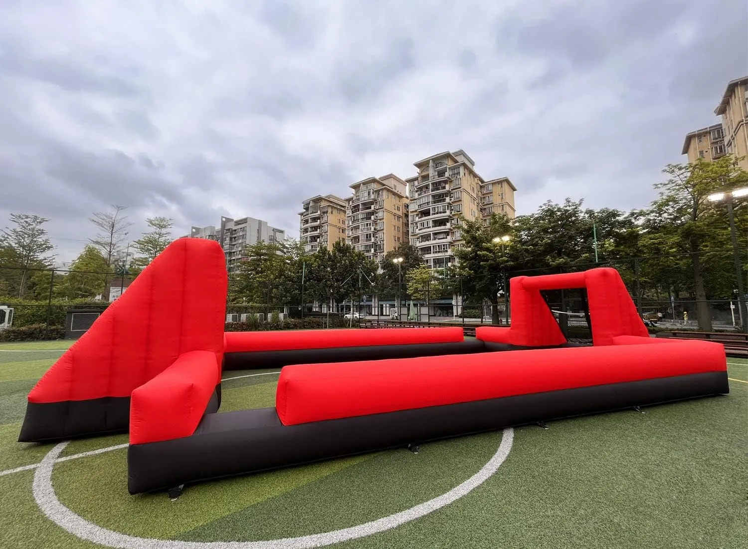 40ft x 20ft Outdoor Inflatable Soccer Field Inflatable Football & Soccer Pitch Court for School Playground/Family/Team Games(No Blower Included)