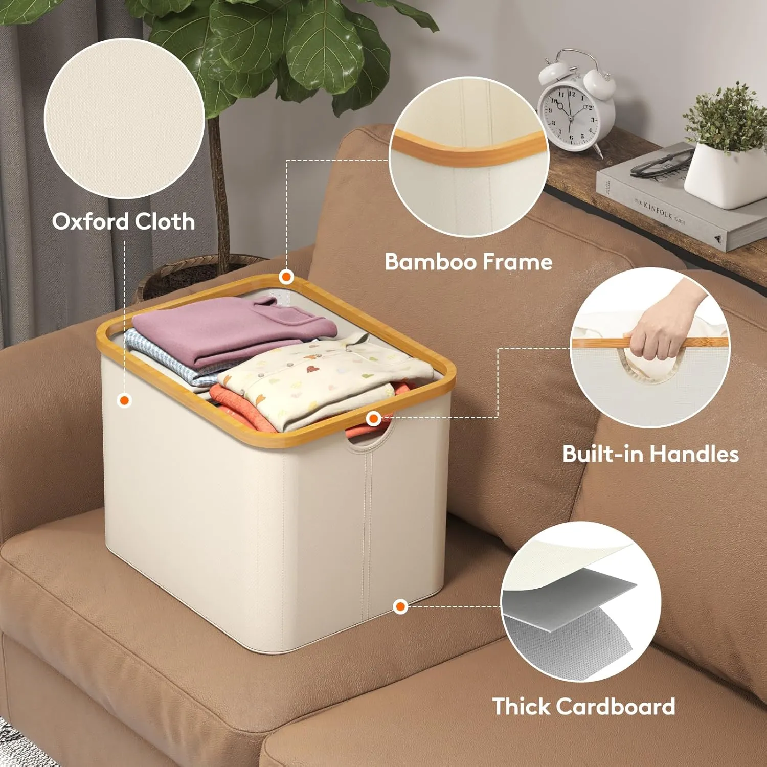 42L Laundry Basket with Carry Handles, Foldable Laundry Hamper for Storage Organization, for Closet, Dorm, Laundry Room, Bedroom(3 Pack)