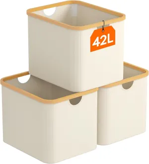 42L Laundry Basket with Carry Handles, Foldable Laundry Hamper for Storage Organization, for Closet, Dorm, Laundry Room, Bedroom(3 Pack)