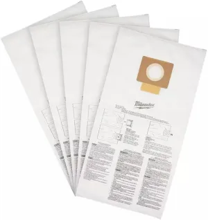 49-90-1989 9 Gallon Vacuum Fleece Dust Bags - 5 PK For Milwaukee