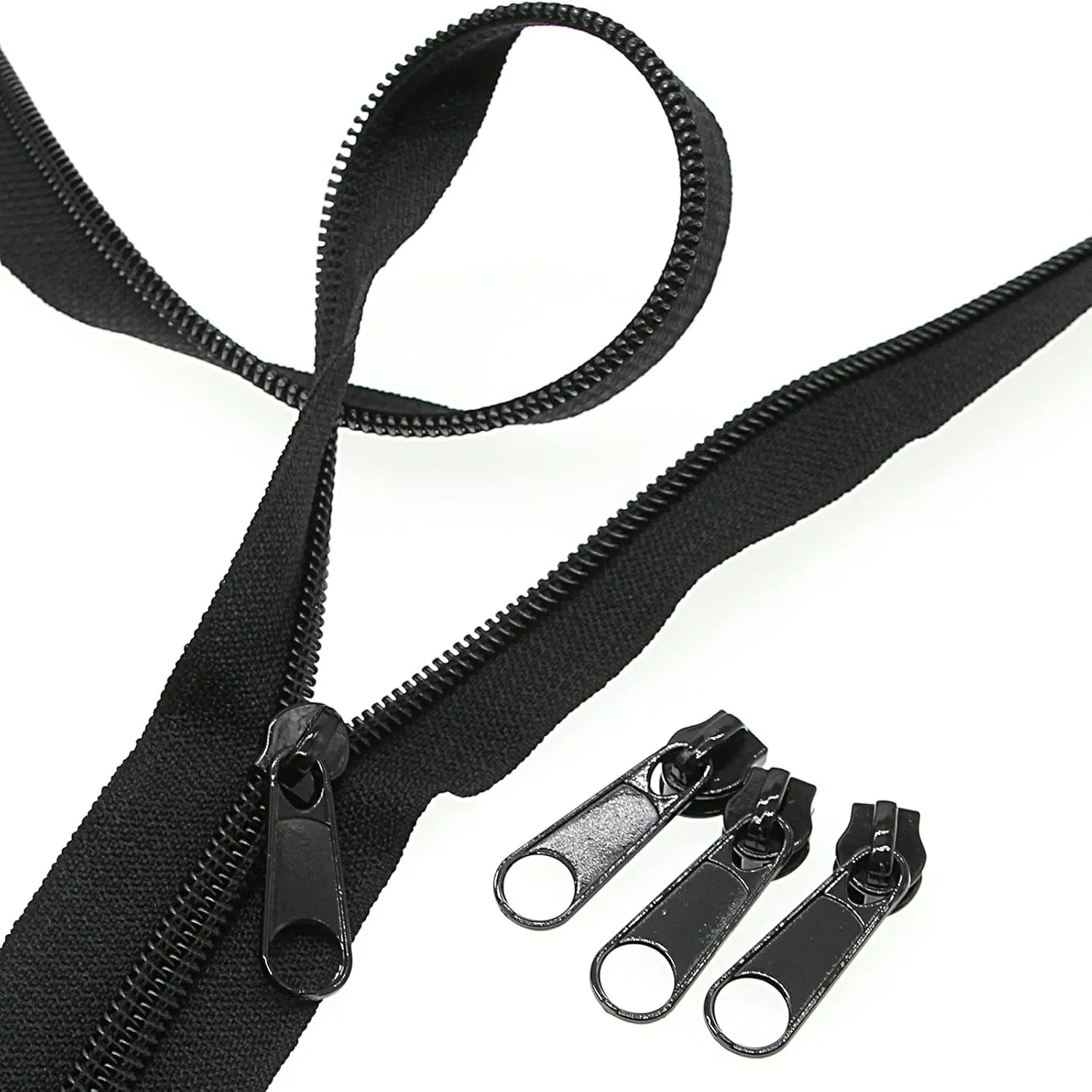 #5 Nylon Coil Zippers by The Yard Black Sewing Zipper Bulk 10 Yards with 25 PCS Pulls Sliders for DIY Tailor Sewing Crafts Bags Pillows,SHUNLI