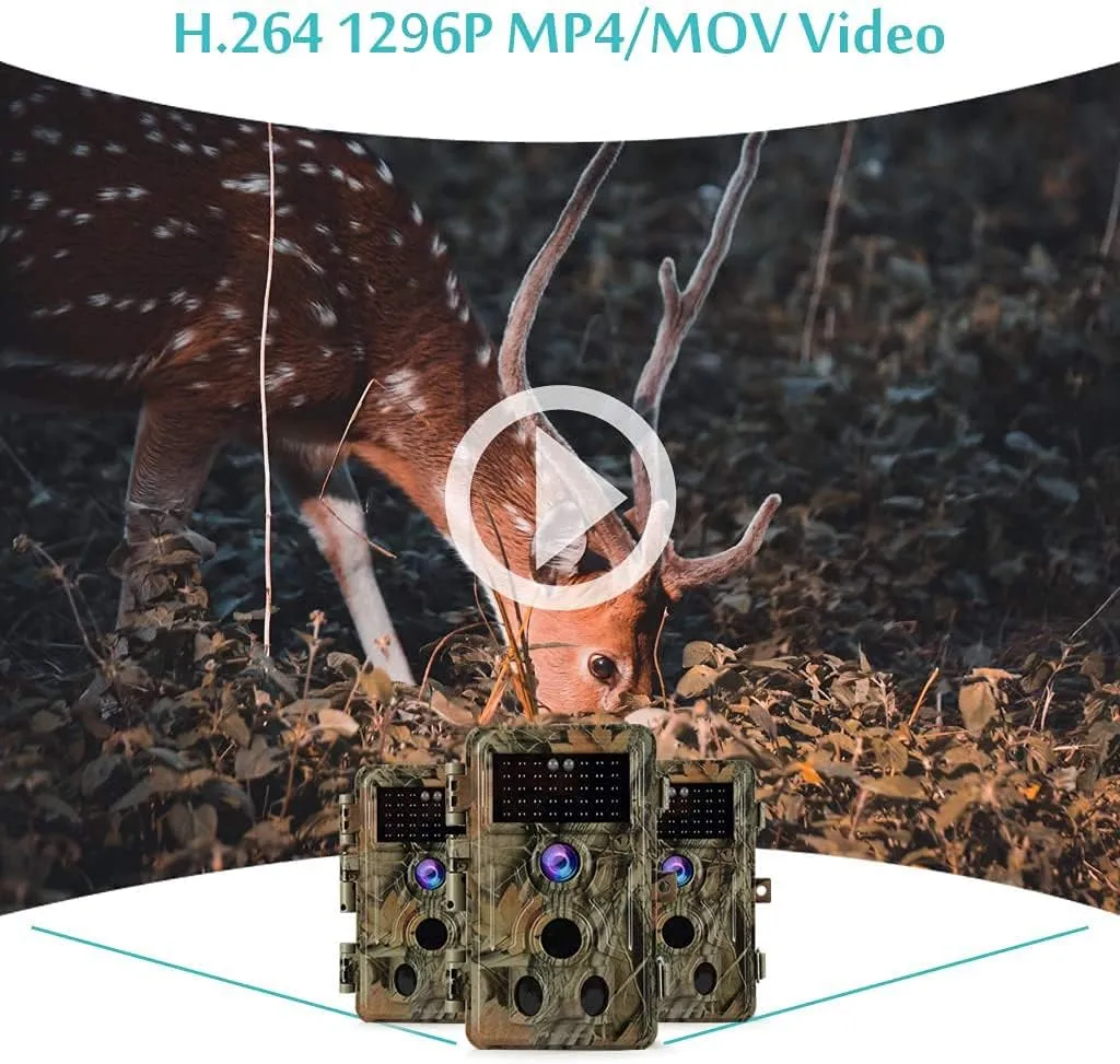 5-Pack Game & Deer Trail Cameras Night Vision 32MP 1296P Video for Wildlife Hunting and Backyard Surveillance 0.1s Trigger Speed Motion Activated Password Protected Time Lapse and Time Stamp