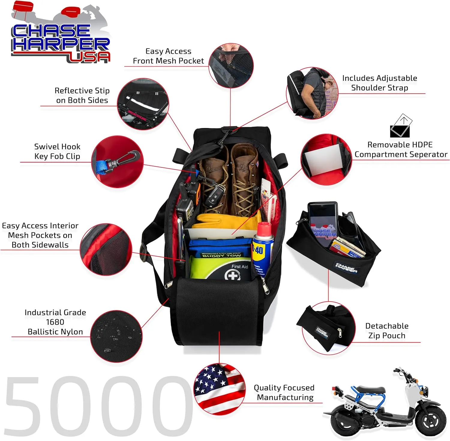 5000 Ruckus Under the Seat Bag - Water-Resistant, Tear-Resistant, Industrial Grade Ballistic Nylon with Hook and Loop Secure Straps, 23 Liters of Storage - Backwoods Camo