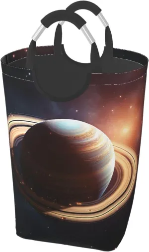 50L Tall Laundry Basket Saturn Ring Planet Laundry Hamper Foldable Dirty Clothes bags Washable Toys Storage Basket Organizer Bins Basket for College Dorm, Bathroom, Bedroom