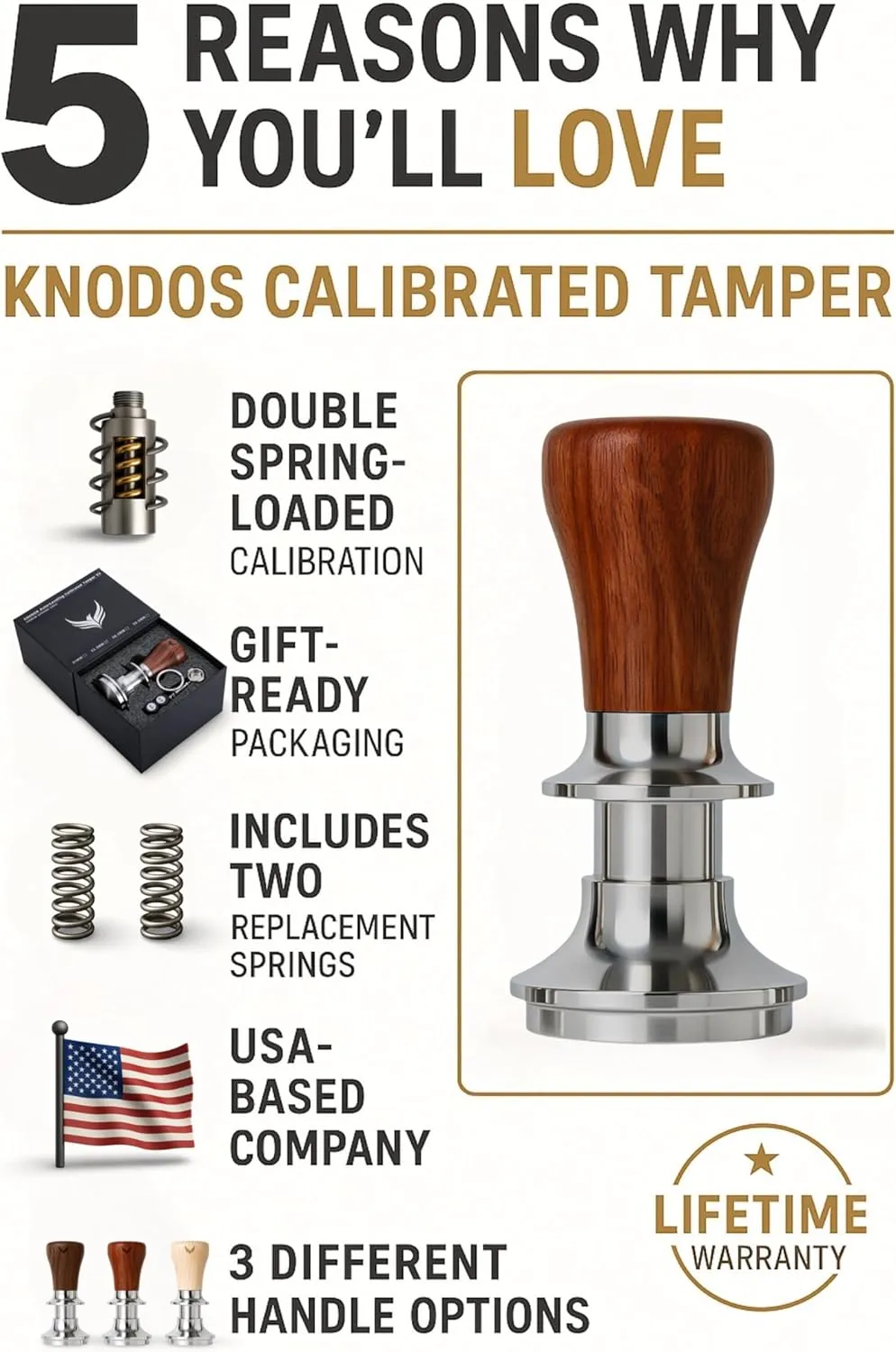 51.5mm Coffee Tamper V2 for La Pavoni Post Millenium Models Spring-Loaded 30lbs Tamper Tool Espresso Machine Accessories Includes Gift Box