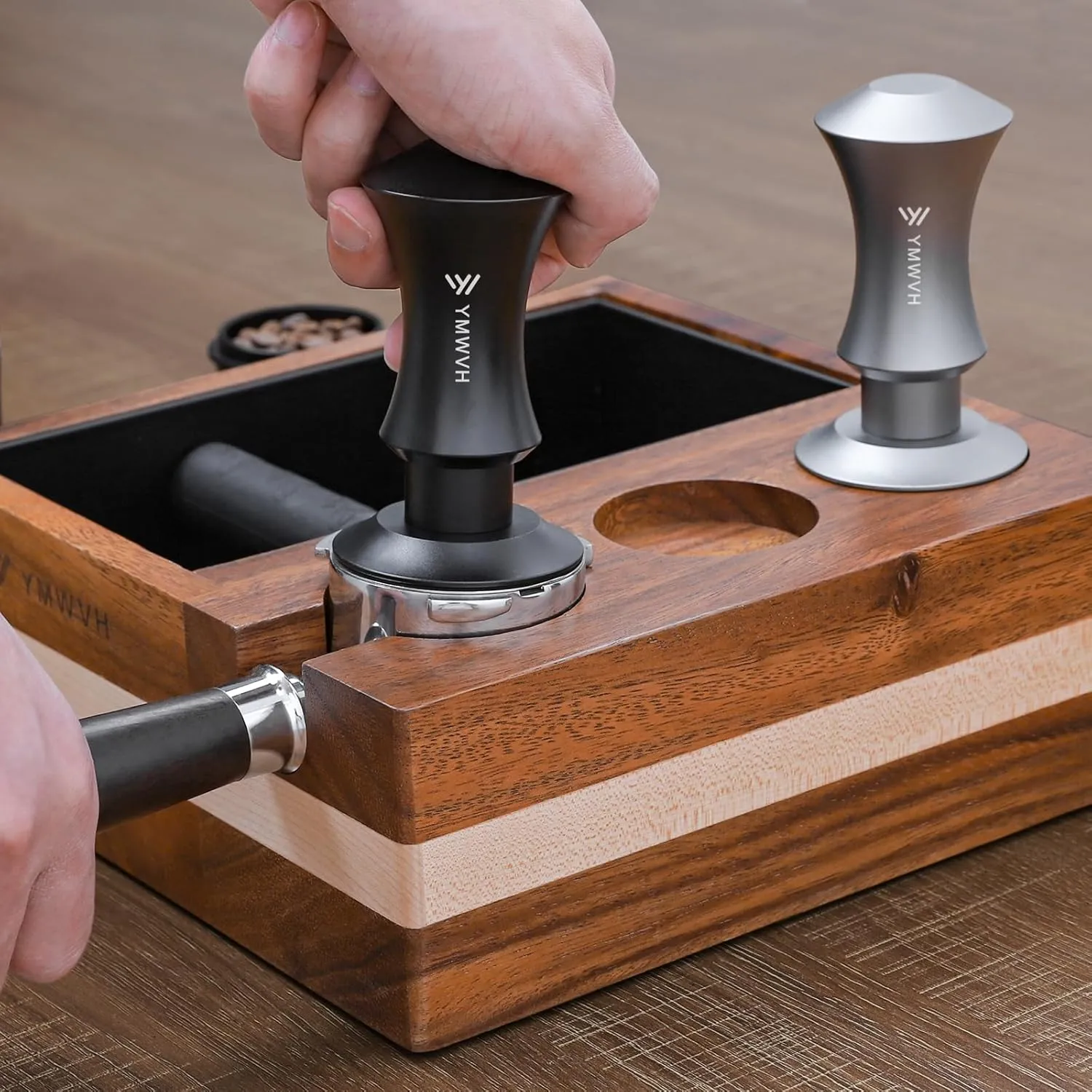 51.5mm Espresso Coffee Tamper,30lb Calibrated Espresso Tamper with a 20lb Interchangeable Spring,Barista Tamping Tool with 100% Stainless Steel Ground Tamper for Barista