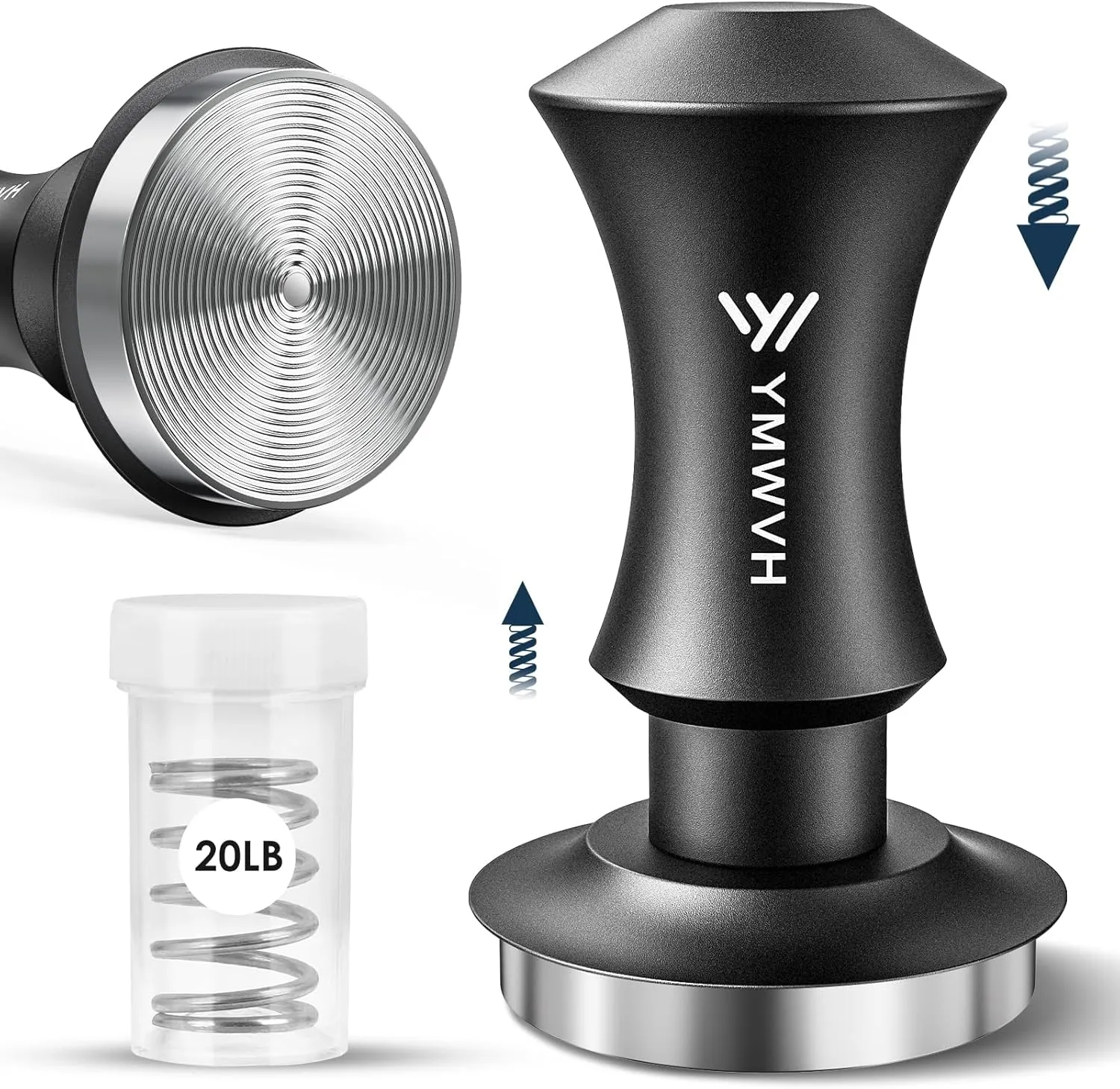 51.5mm Espresso Coffee Tamper,30lb Calibrated Espresso Tamper with a 20lb Interchangeable Spring,Barista Tamping Tool with 100% Stainless Steel Ground Tamper for Barista