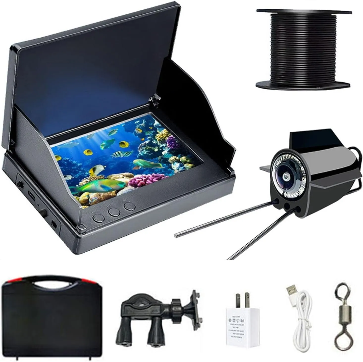 66ft Colitt Underwater Fishing Camera, 5in Fish Finder with Infrared Night Vision, Professional Fishing Aid, 220 Wide-Angle Lens
