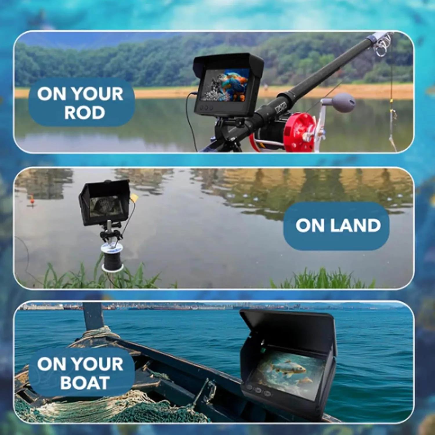 66ft Colitt Underwater Fishing Camera, 5in Fish Finder with Infrared Night Vision, Professional Fishing Aid, 220 Wide-Angle Lens