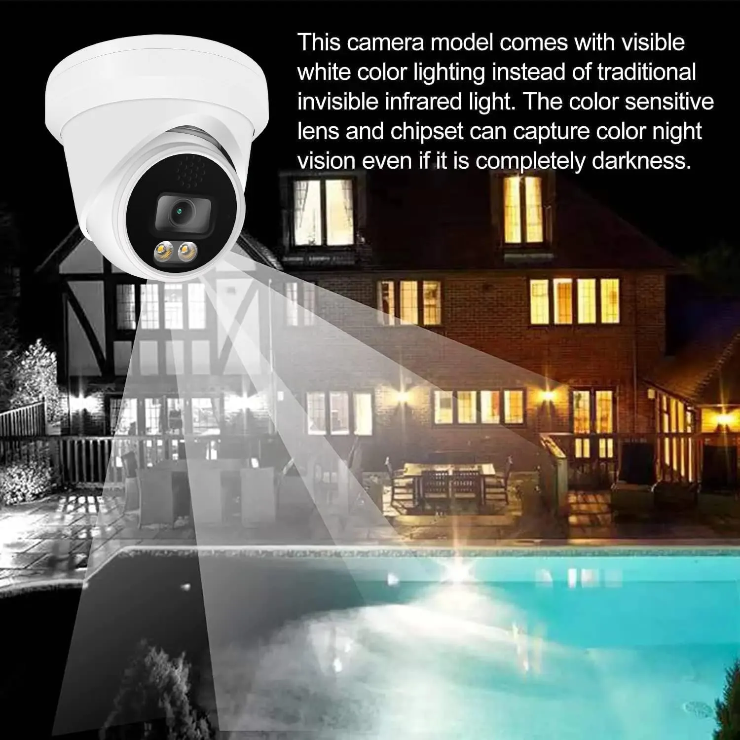 6MP Add-On Full Color Night Vision Dome IP Camera for Hik-vision IP NVR Systems, with Visiable White Lights, 105° Viewing Angle, Outdoor, Compatible with Hik-vision NVR, Blue Iris, NDAA Compliant