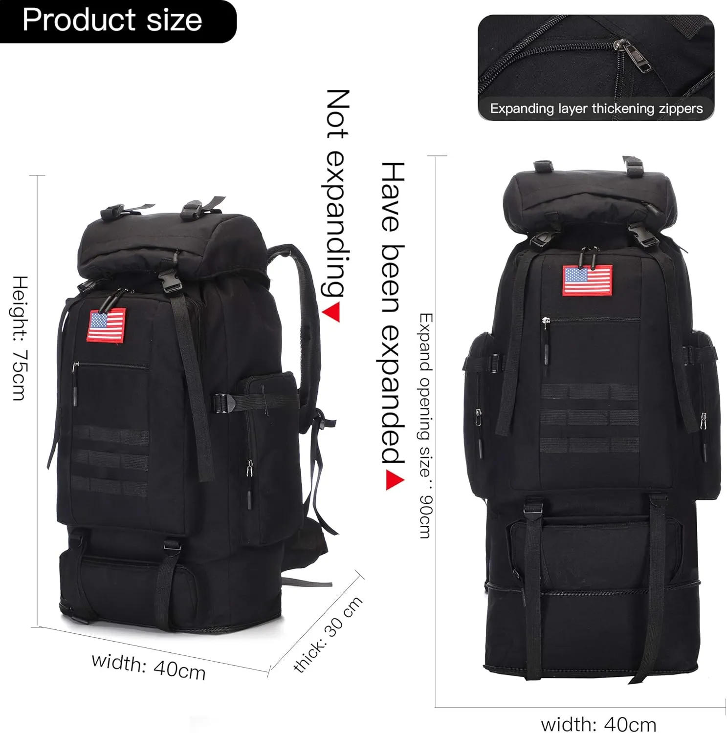 70L/100L Hiking Camping Backpack MOLLE Rucksack Waterproof Daypack for Traveling