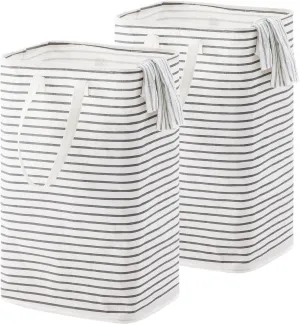 72L Large Collapsible Laundry Basket, Freestanding Clothes Hamper with Easy Carry Long Handles, Waterproof Washing Bag for Bedroom, Bathroom, and Nursery (Grey, 2 Pack)