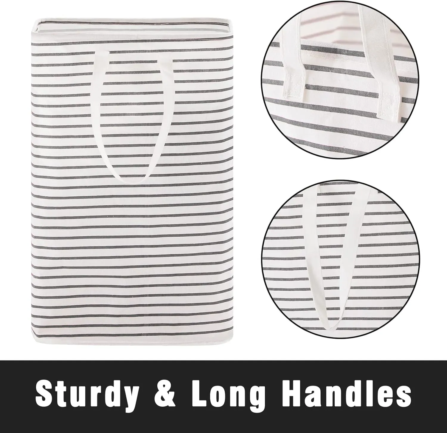 72L Large Collapsible Laundry Basket, Freestanding Clothes Hamper with Easy Carry Long Handles, Waterproof Washing Bag for Bedroom, Bathroom, and Nursery (Grey, 3 Pack)