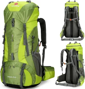 75L Hiking Backpack for Men Women Daypack Backpack Outdoor Waterproof Camping Backpack with Rain Cover (Green)