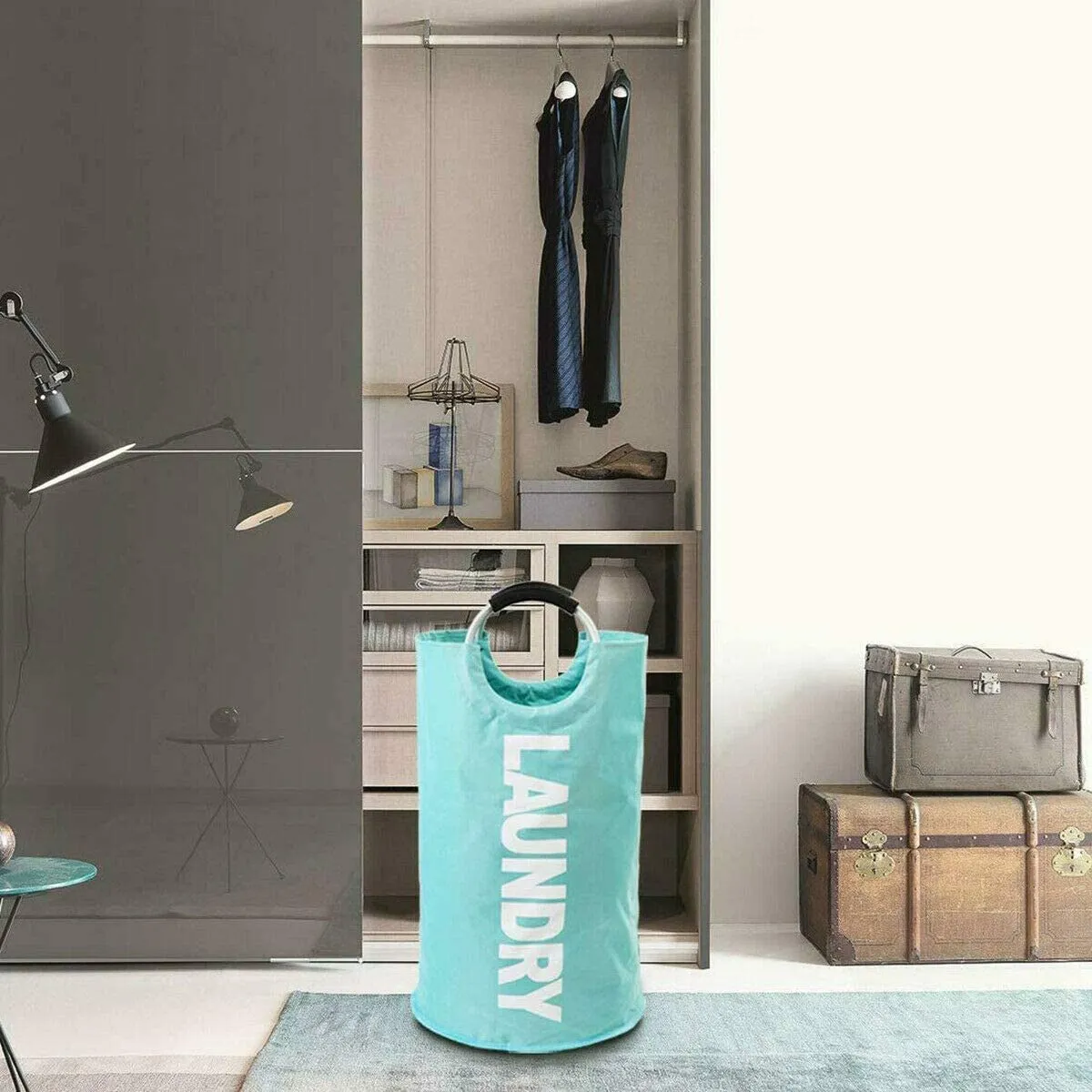 82L Foldable Laundry Hamper Collapsible Large Clothes Bag with Easy Carry Handle