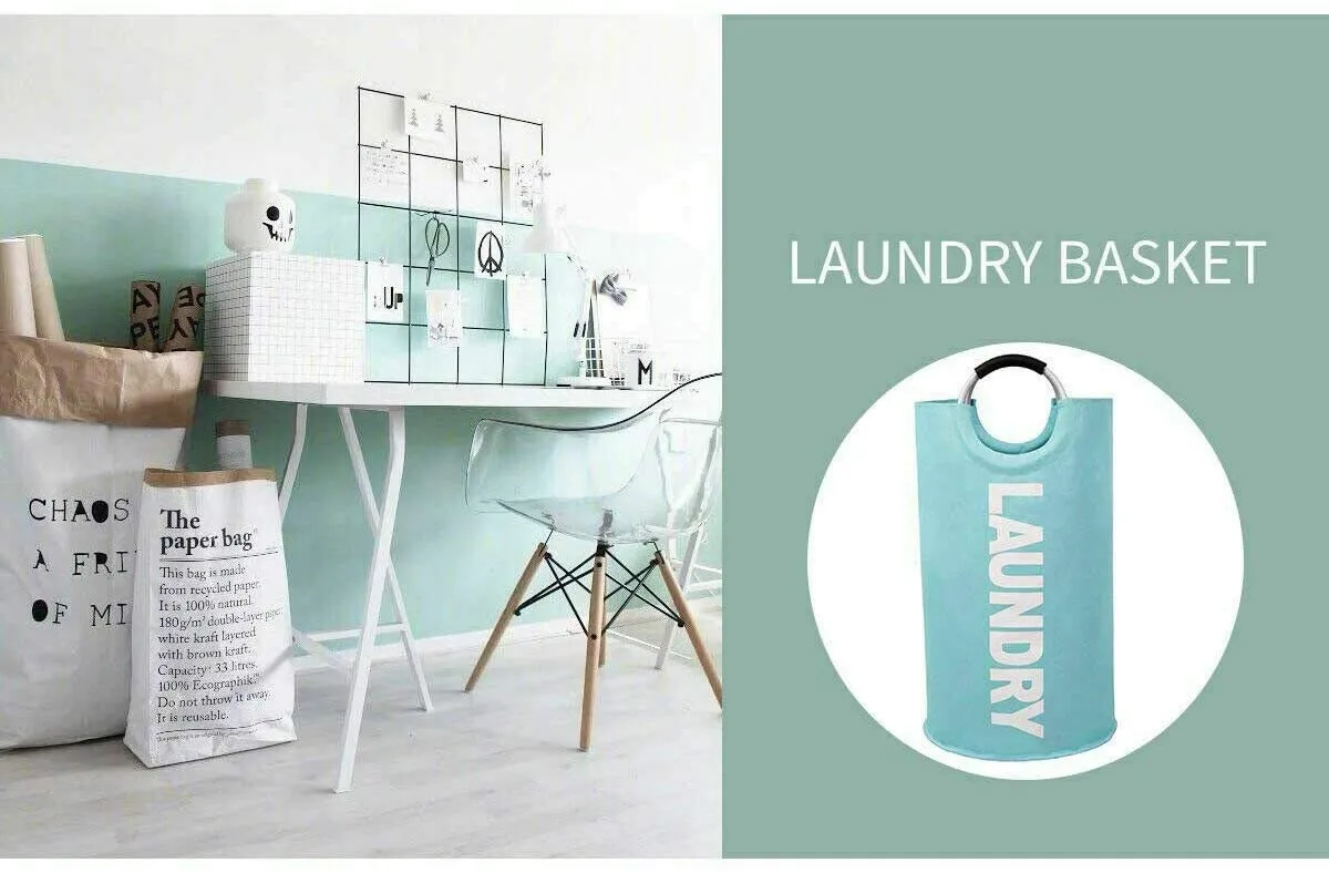 82L Foldable Laundry Hamper Collapsible Large Clothes Bag with Easy Carry Handle