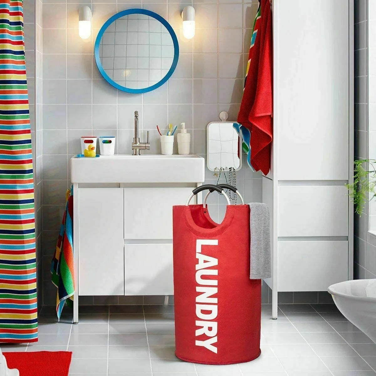 82L Foldable Laundry Hamper Collapsible Large Clothes Bag with Easy Carry Handle