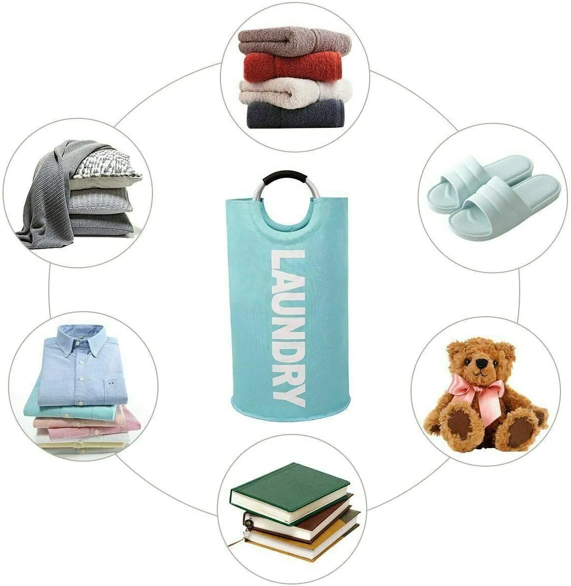 82L Foldable Laundry Hamper Collapsible Large Clothes Bag with Easy Carry Handle