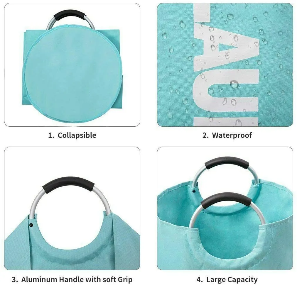 82L Foldable Laundry Hamper Collapsible Large Clothes Bag with Easy Carry Handle
