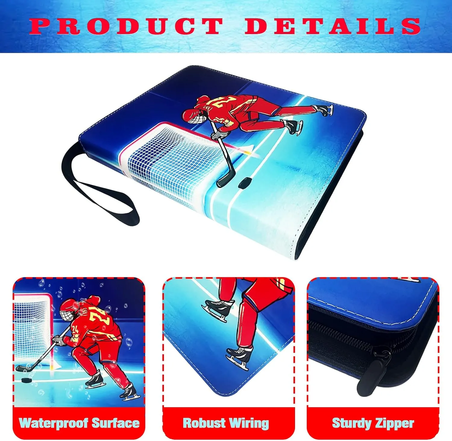 900 Pockets Hockey Cards Binder,Trading Cards Holder Card Collectors Album,Trading Card Binder 9 Pocket with 50 Removable Sleeves for Hockey Card and Sports Card