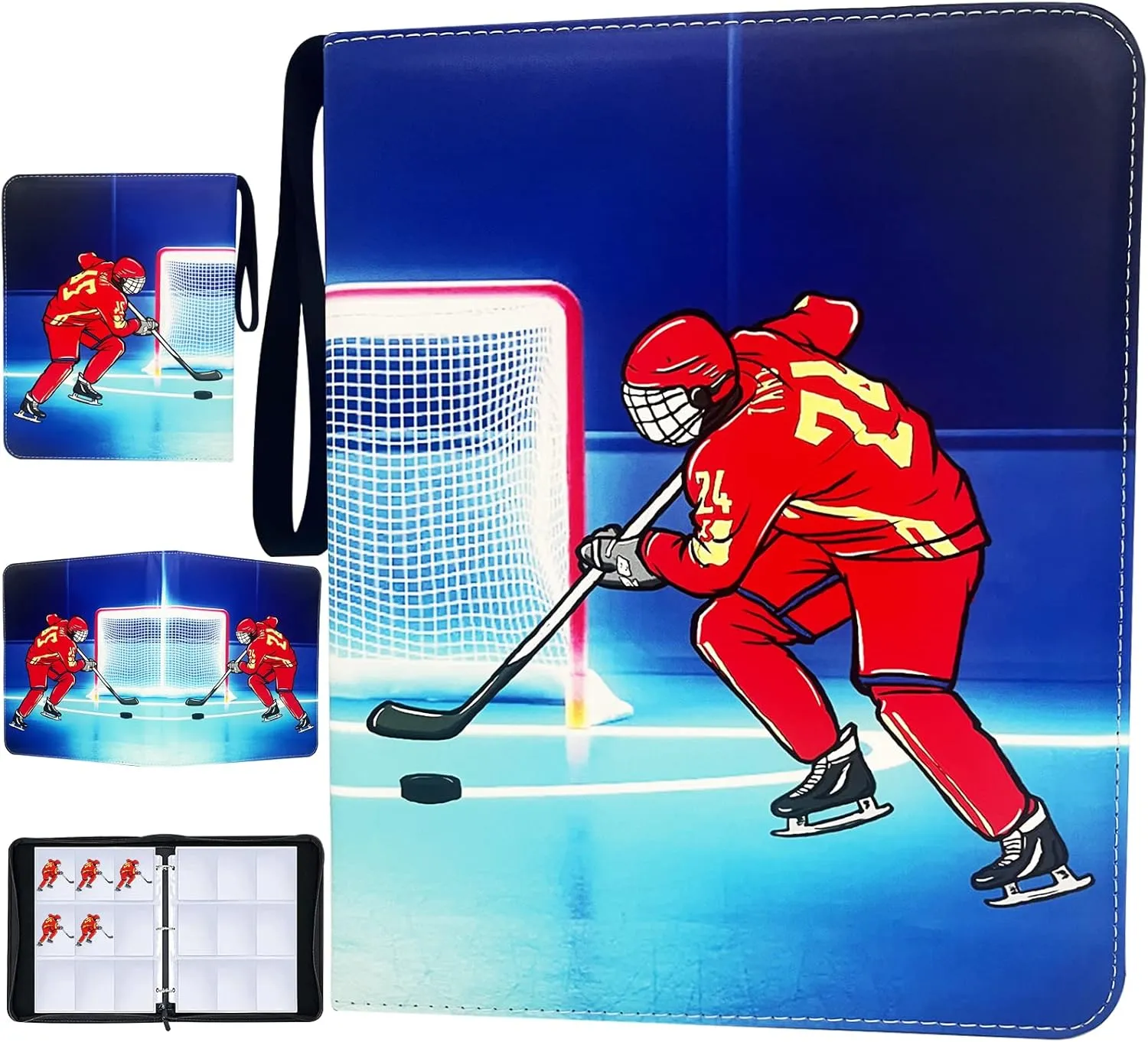 900 Pockets Hockey Cards Binder,Trading Cards Holder Card Collectors Album,Trading Card Binder 9 Pocket with 50 Removable Sleeves for Hockey Card and Sports Card