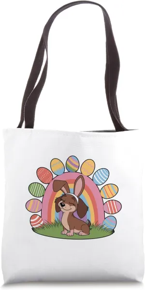 A Dachshund With Easter's Easter Day Egg Chocolate Hunting Tote Bag