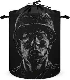 A Drawing Done in White Pen That A Handsome British Modern Soldier Laundry Basket Clearly Defined Laundry Hamper Round Collapsible Drawstring Clothes Hamper for Bedroom Bathroom