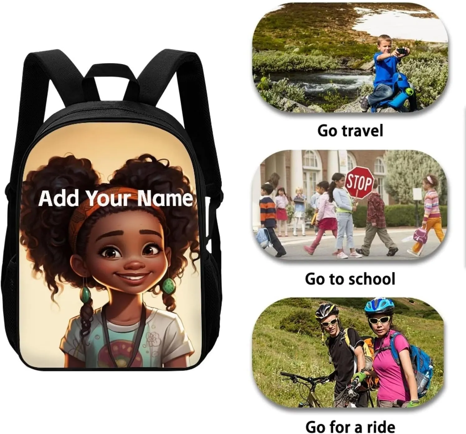 African Custom Name Backpack for School Girls 3rd Grade/4Th Grade Back to School Afro Personalized Bookbag for Kids 4-6/3-5 Student Book Bag