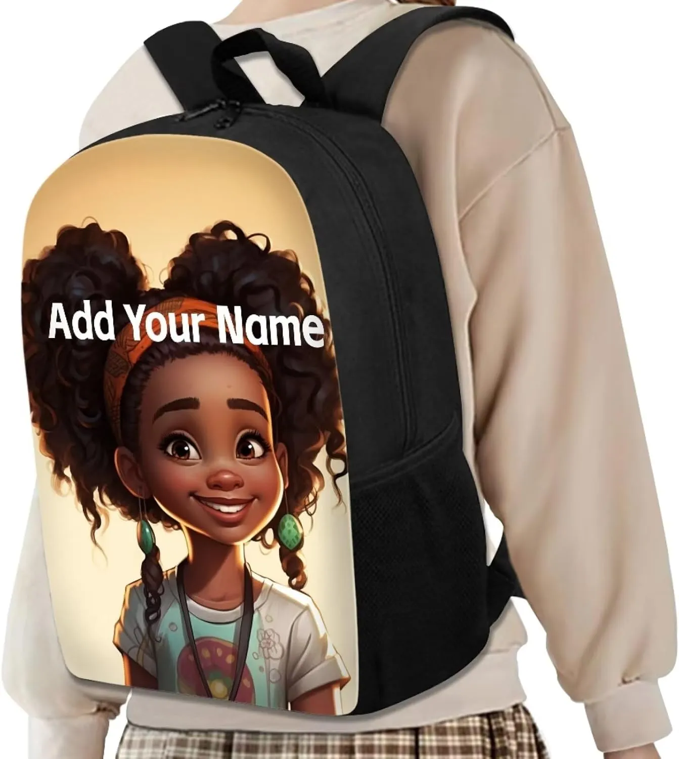 African Custom Name Backpack for School Girls 3rd Grade/4Th Grade Back to School Afro Personalized Bookbag for Kids 4-6/3-5 Student Book Bag
