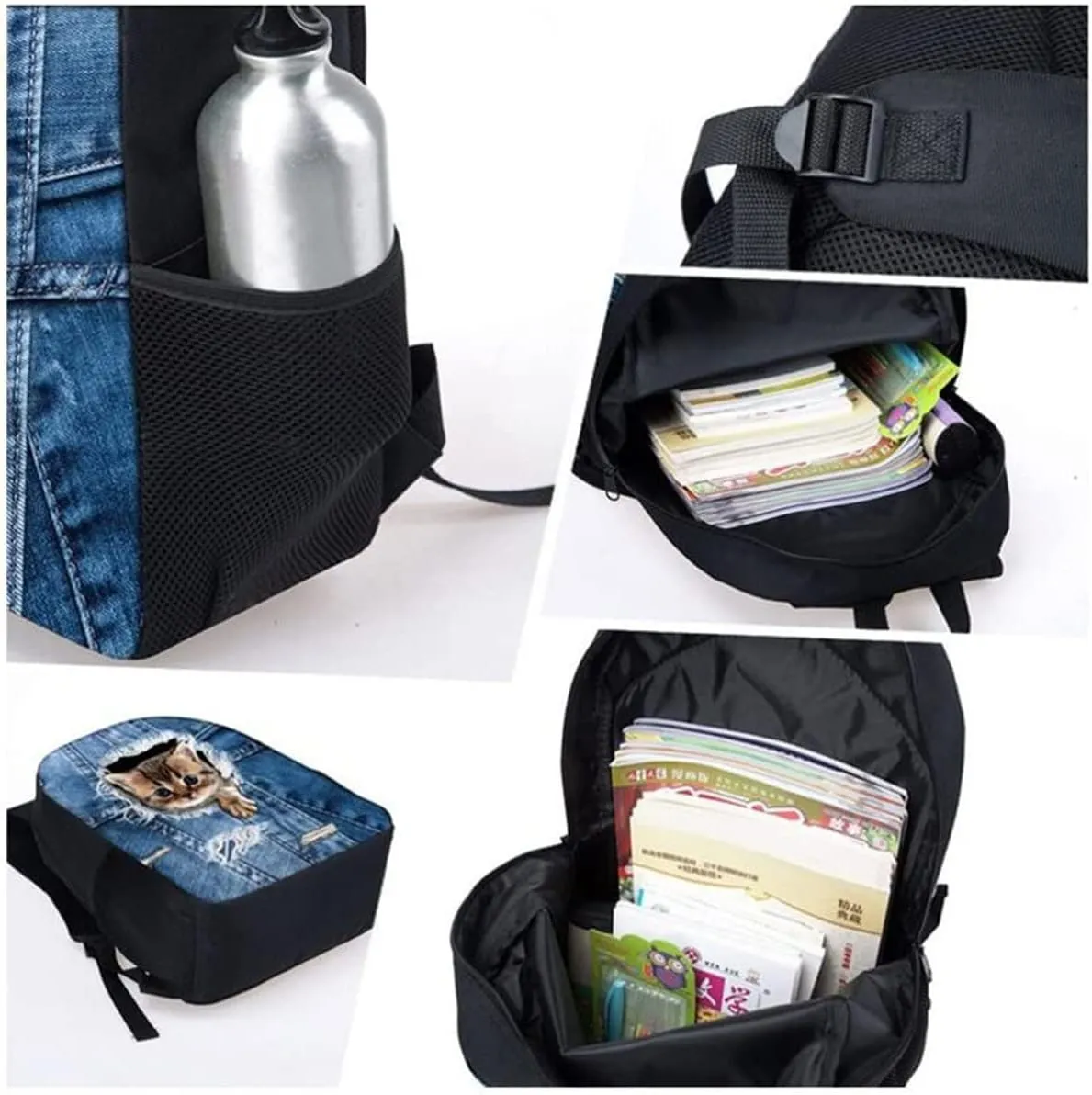 African Girl Bubble Blowing School Bags for Teen Kids American Afro Black Backpack with Lunch Box Pencil Case,Elementary/Primary Bookbag Ages 8-10/12-14/14-16 Back Pack 17 inch