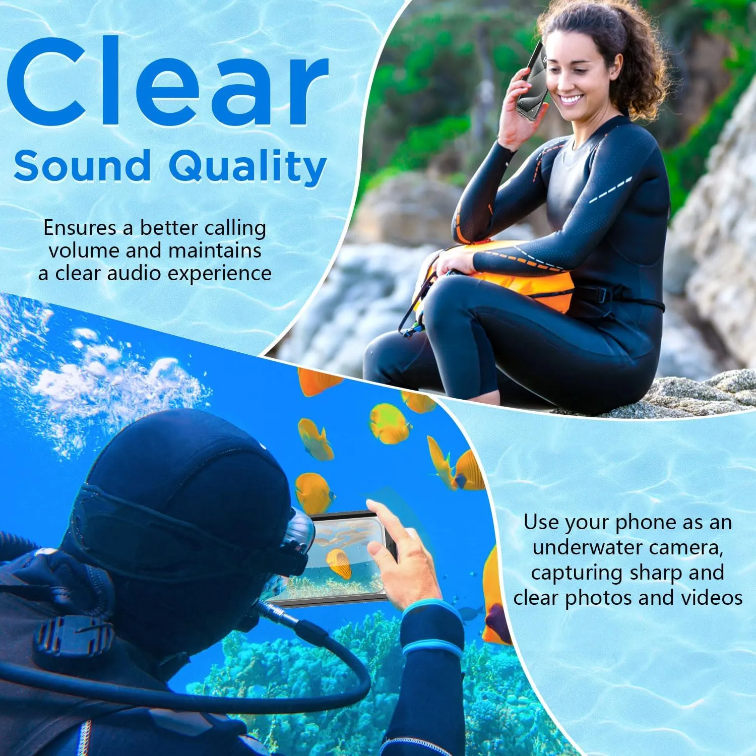 AICase Waterproof Phone Case,Universal Self-Check Function Underwater Pouch Dry Bag Beach Travel Essentials Tech Gadgets for iPhone 15 14 13 11 12/Samsung S24/LG,Google/Xiaomi/Motorola