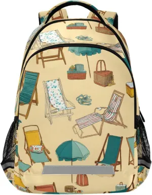 ALAZA Kids Backpack for Boys Girls,Beach Chairs Deck School Backpack Preschool Elementary Kindergarten School Bag Bookbag Travel Laptop Bag Casual Daypack