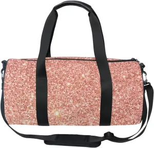 ALAZA Vintage Pink Gold Glitter Sports Gym Duffel Bag Travel Luggage Handbag for Men Women
