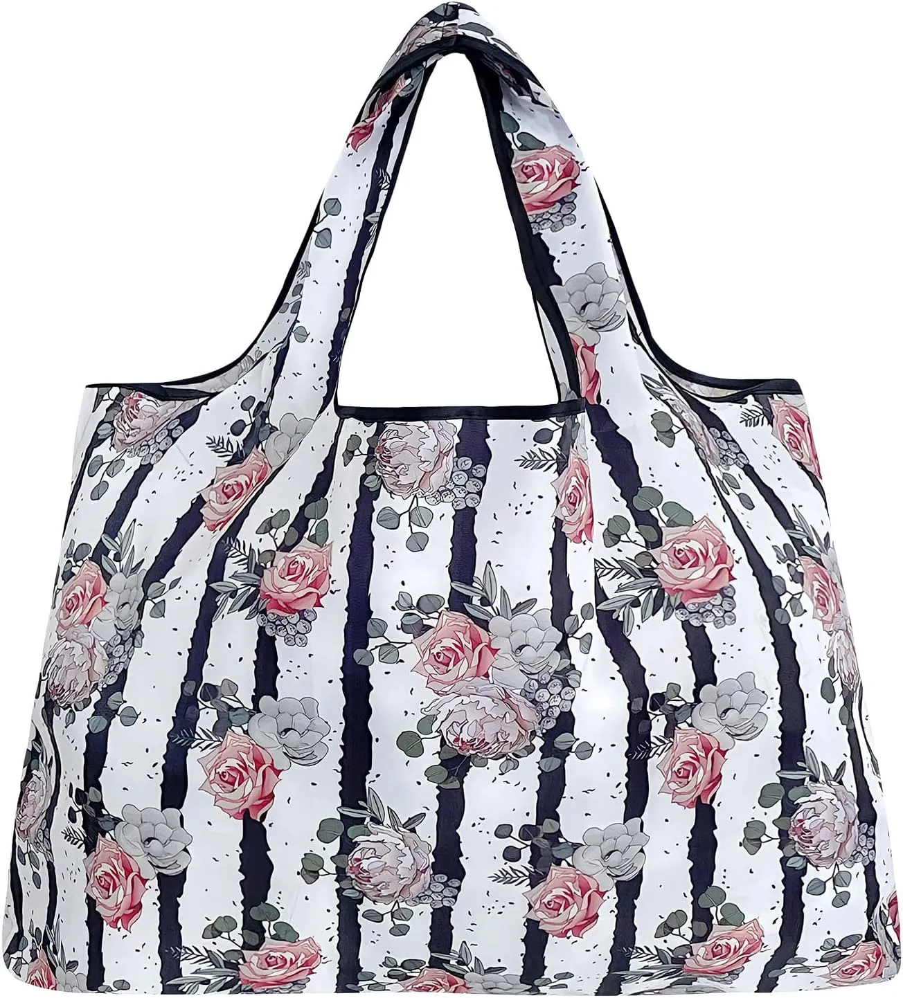 alldyrew Large Foldable Tote Nylon Reusable Grocery Bag, 3 Pack