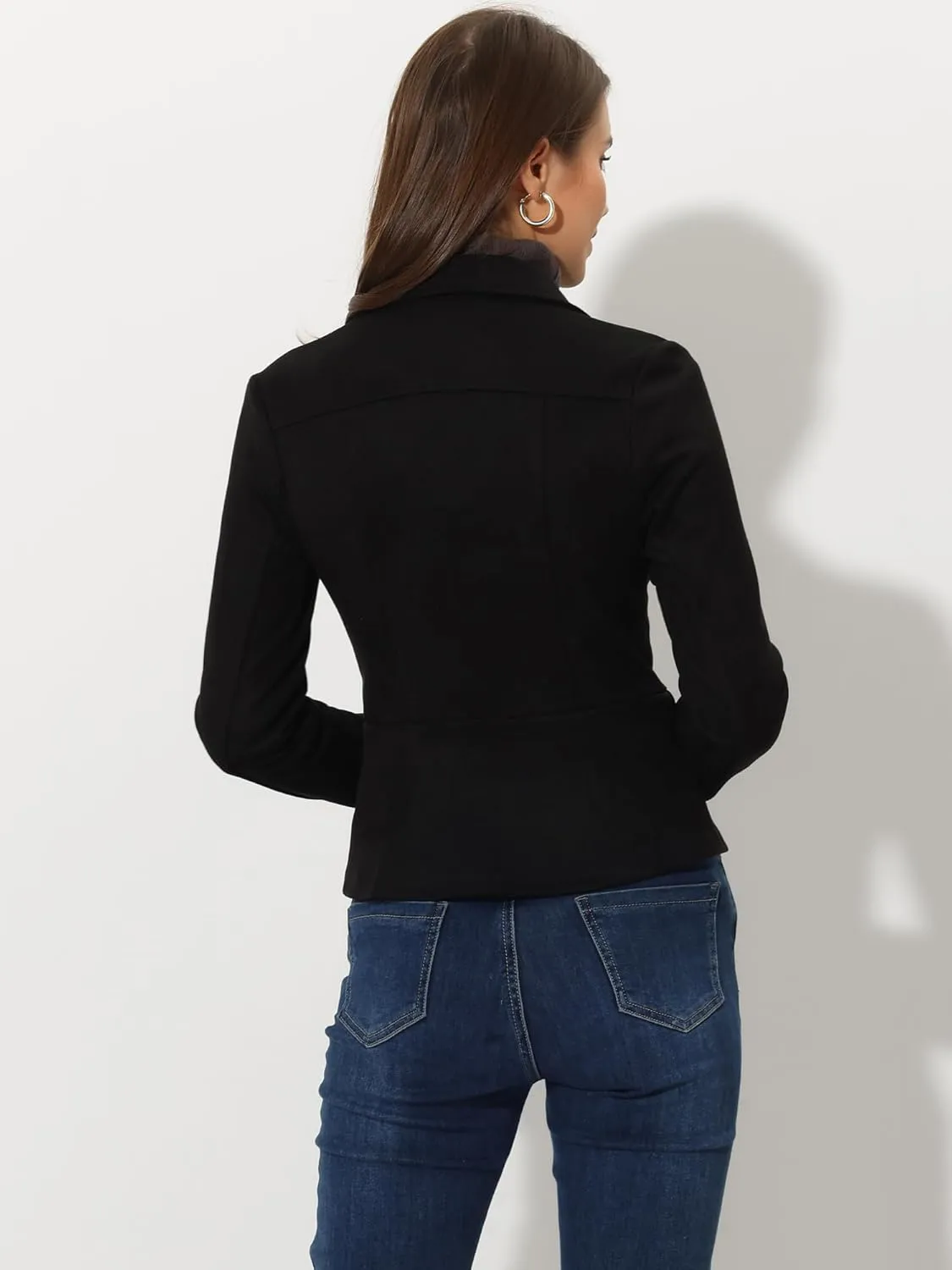 Allegra K Women's Faux Suede Jacket Short Zip Up Motorcycle Biker Coat