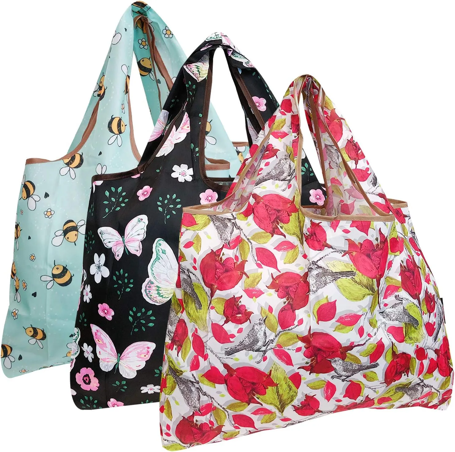 allydrew Eco-Friendly Large Nylon Reusable Shopping Bags (Set of 3)