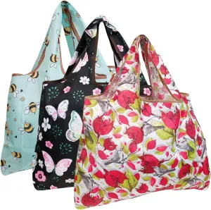 allydrew Eco-Friendly Large Nylon Reusable Shopping Bags (Set of 3)