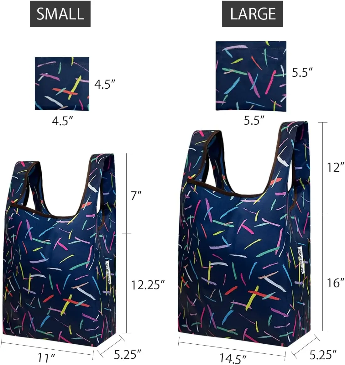 allydrew JoliBag Nylon Reusable Grocery Bag, 2 Pack, Sprinkles