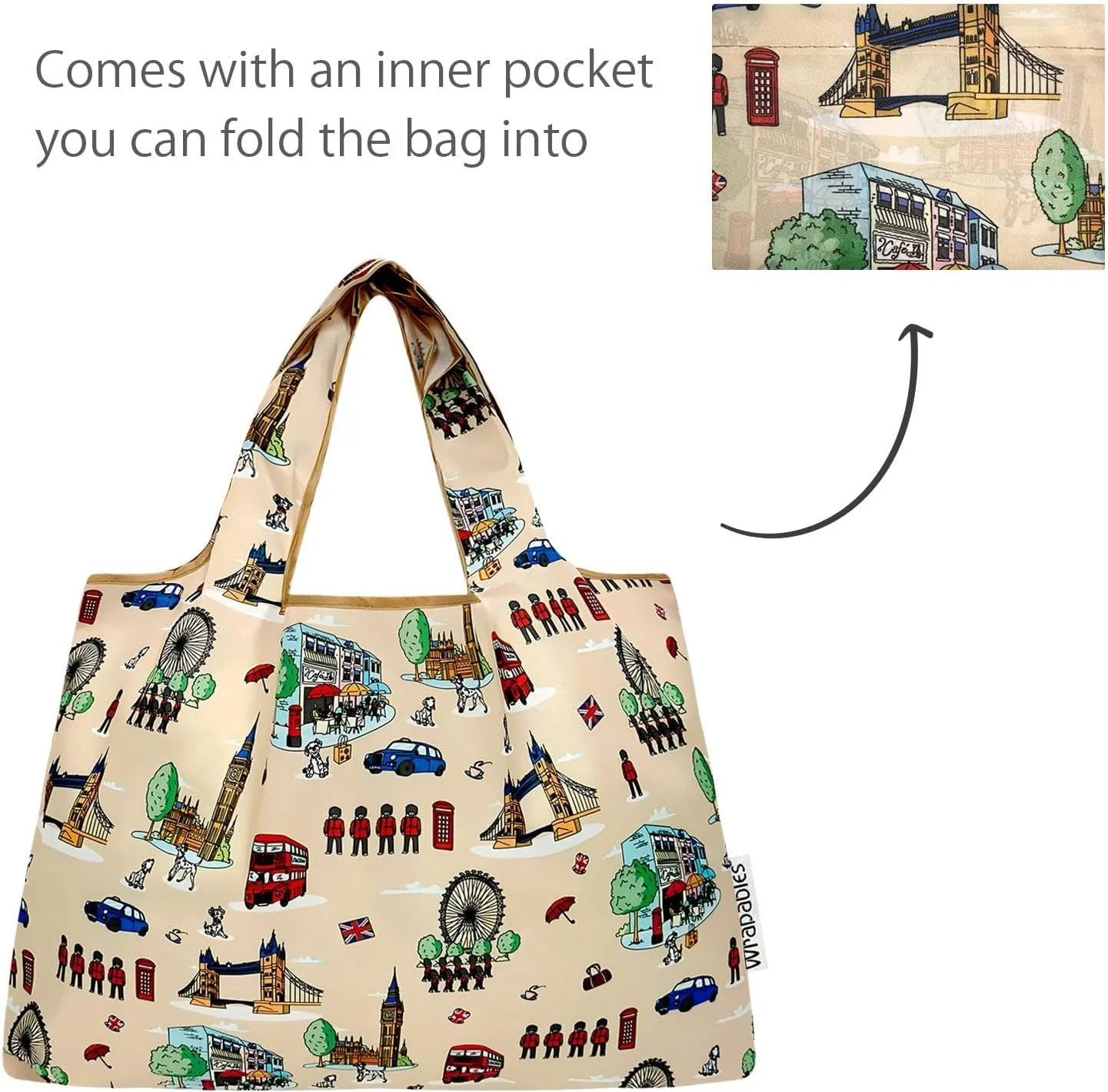 allydrew Large & Small Foldable Tote Nylon Reusable Grocery Bags, Set of 2