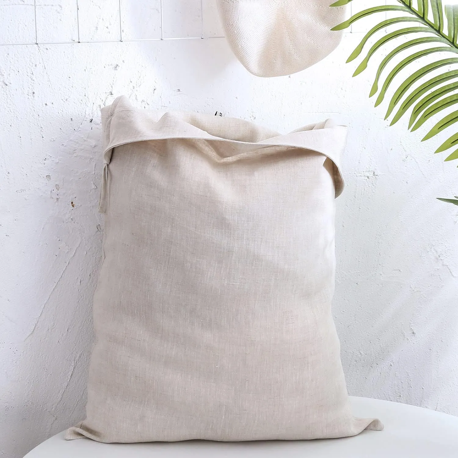 Amazhiyu Pure Linen Over The Door Laundry Hanging Hamper Bag for Holding Dirty Clothes and Saving Space Flax